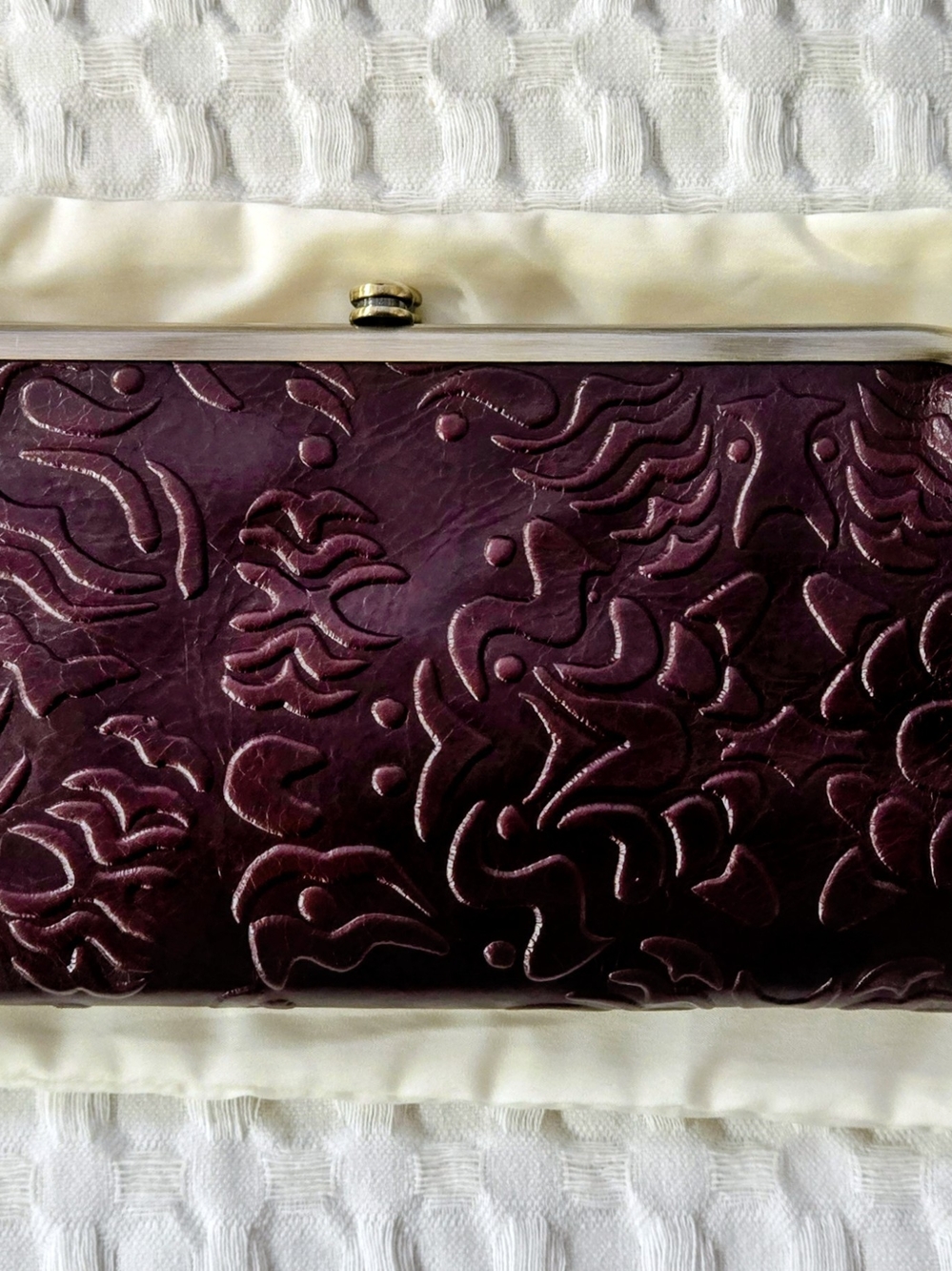 HOBO Merlot Embossed Frame Lauren Clutch Wallet